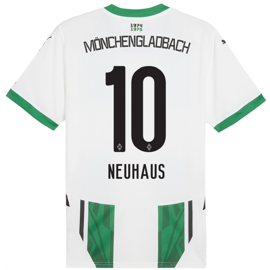 Kids Football Florian Neuhaus #10 White Green Home Jersey 2024/25 T-Shirt Uk