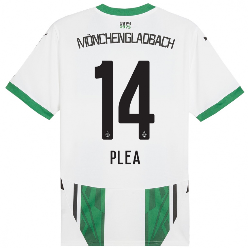 Kids Football Alassane Plea #14 White Green Home Jersey 2024/25 T-Shirt Uk