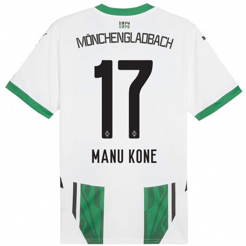 Kids Football Manu Koné #17 White Green Home Jersey 2024/25 T-Shirt Uk