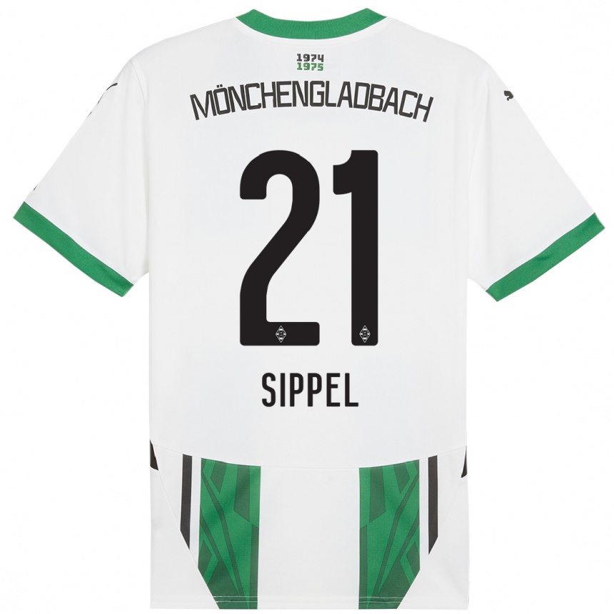 Kids Football Tobias Sippel #21 White Green Home Jersey 2024/25 T-Shirt Uk