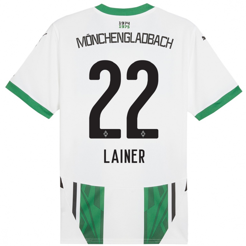 Kids Football Stefan Lainer #22 White Green Home Jersey 2024/25 T-Shirt Uk