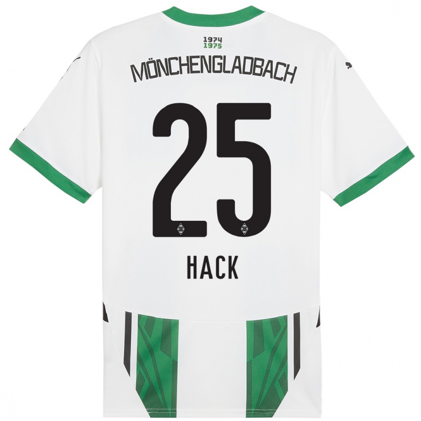 Kids Football Robin Hack #25 White Green Home Jersey 2024/25 T-Shirt Uk