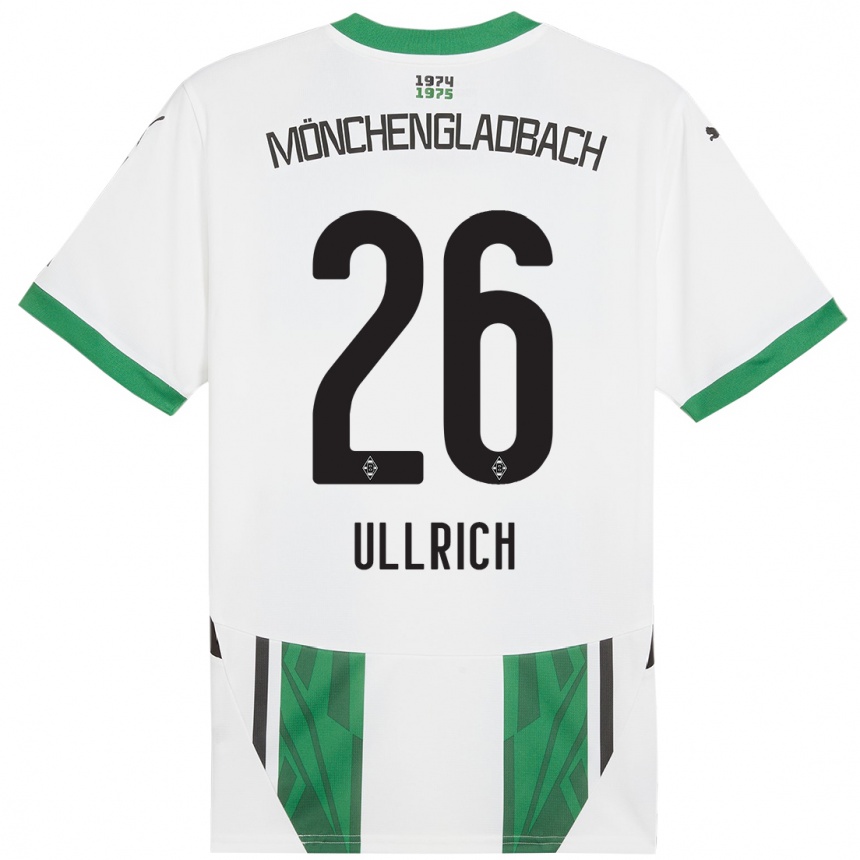 Kids Football Lukas Ullrich #26 White Green Home Jersey 2024/25 T-Shirt Uk