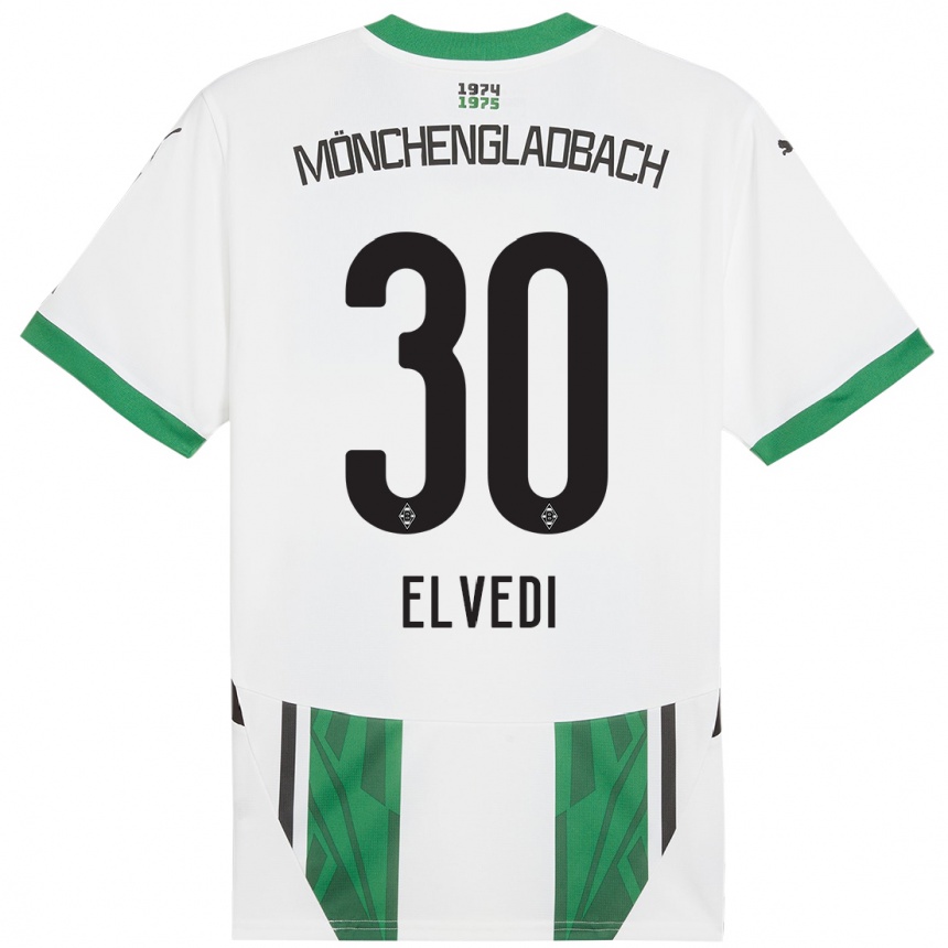 Kids Football Nico Elvedi #30 White Green Home Jersey 2024/25 T-Shirt Uk