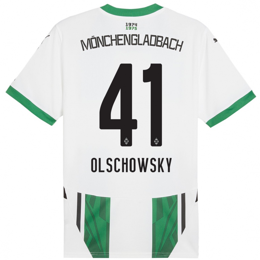 Kids Football Jan Olschowsky #41 White Green Home Jersey 2024/25 T-Shirt Uk