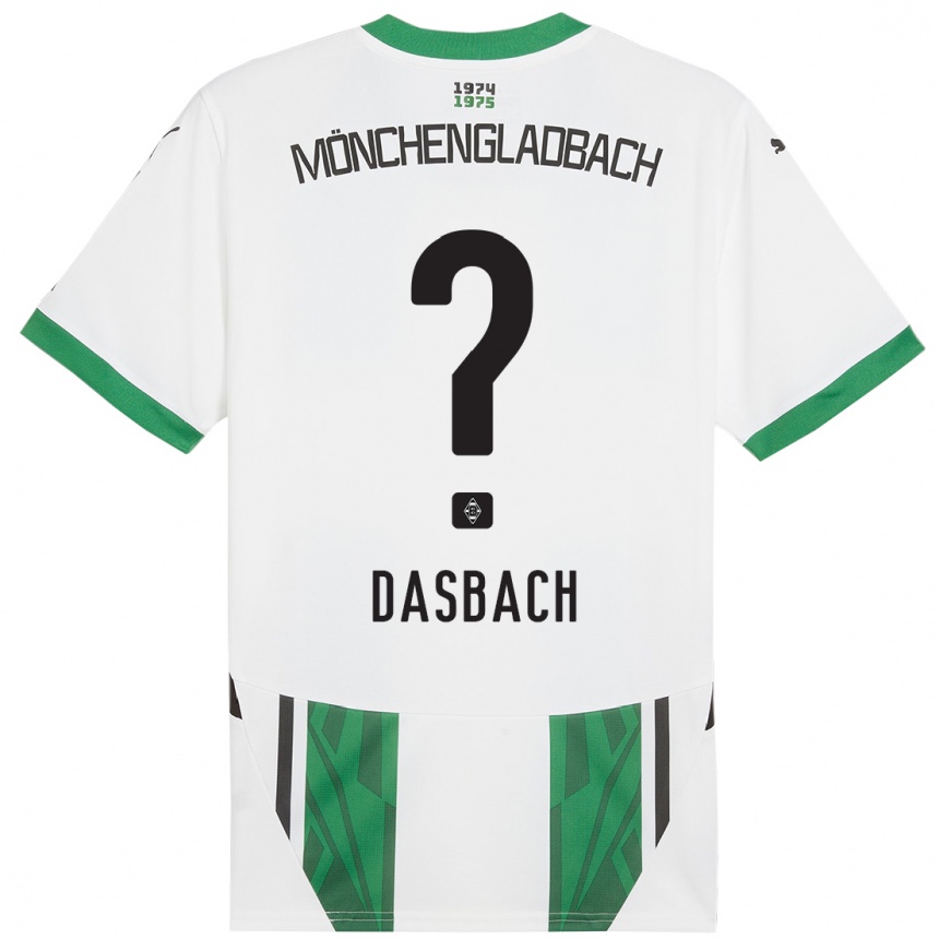 Kids Football Yannik Dasbach #0 White Green Home Jersey 2024/25 T-Shirt Uk