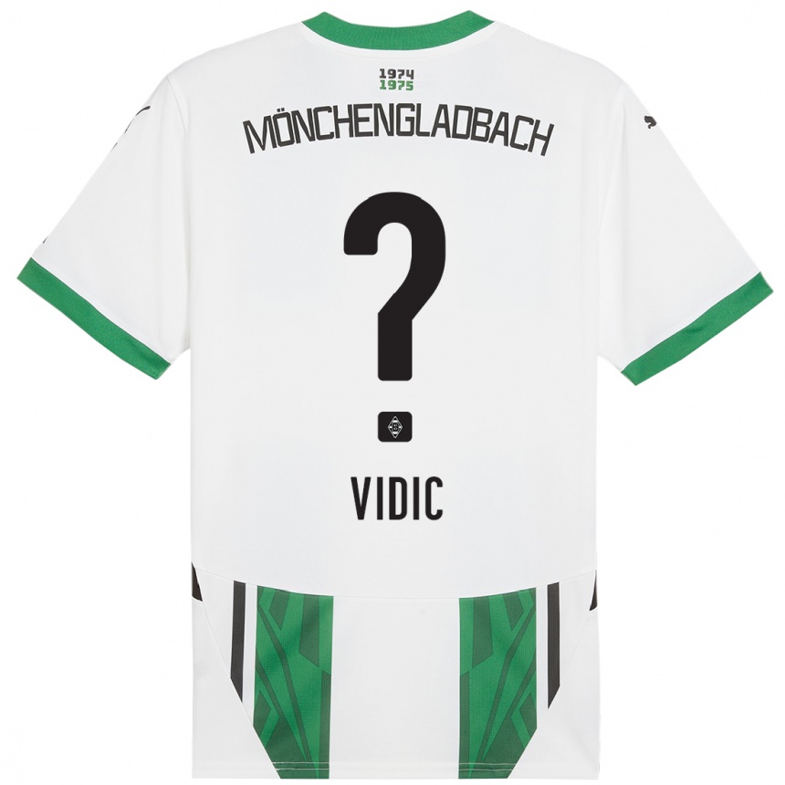 Kids Football Nico Vidic #0 White Green Home Jersey 2024/25 T-Shirt Uk