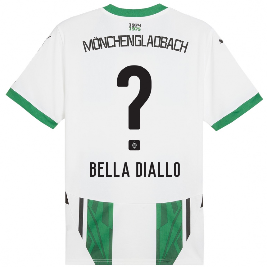 Kids Football Oumar Bella Diallo #0 White Green Home Jersey 2024/25 T-Shirt Uk