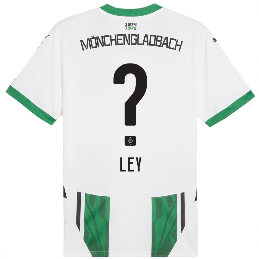 Kids Football Marlon Ley #0 White Green Home Jersey 2024/25 T-Shirt Uk