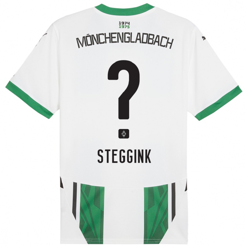 Kids Football Lennart Steggink #0 White Green Home Jersey 2024/25 T-Shirt Uk