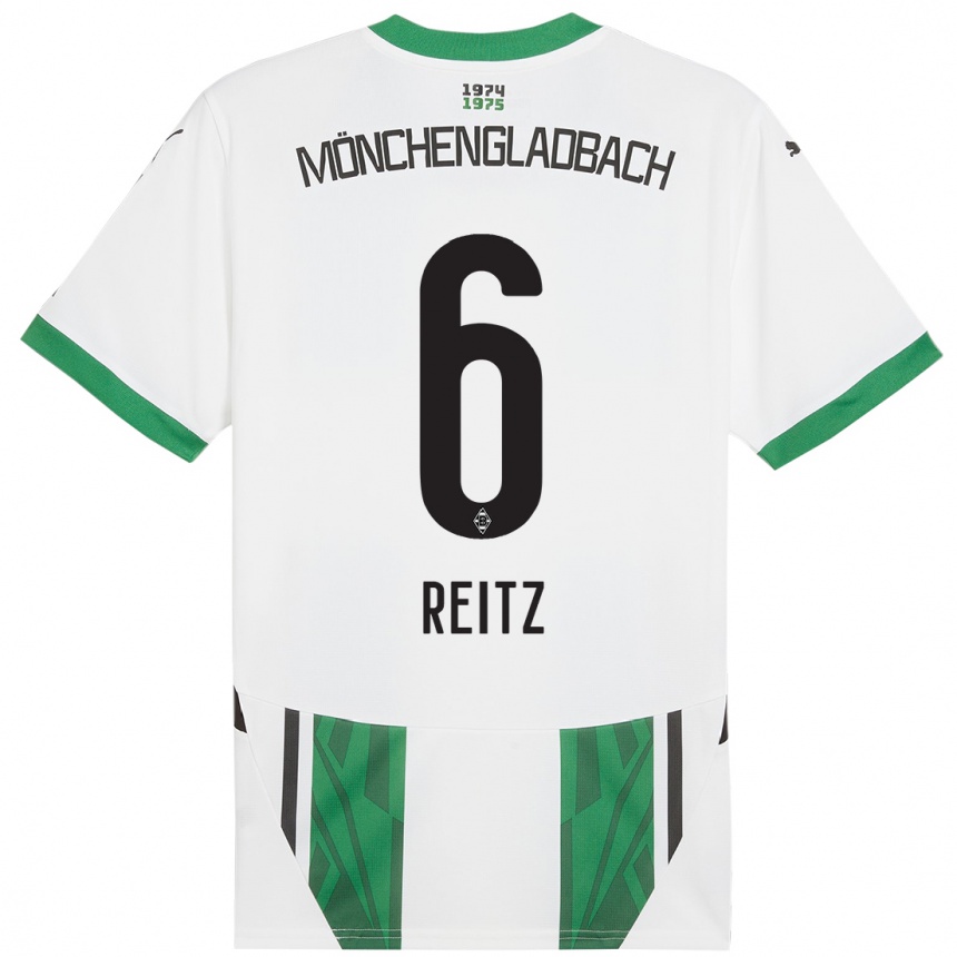 Kids Football Tony Reitz #6 White Green Home Jersey 2024/25 T-Shirt Uk