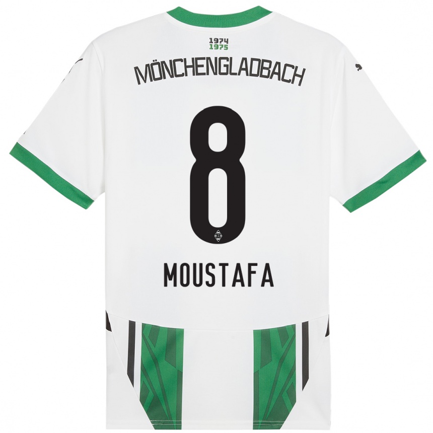 Kids Football Moustafa Ashraf Moustafa #8 White Green Home Jersey 2024/25 T-Shirt Uk