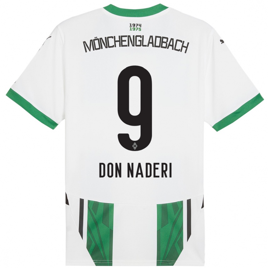 Kids Football Ryan Don Naderi #9 White Green Home Jersey 2024/25 T-Shirt Uk