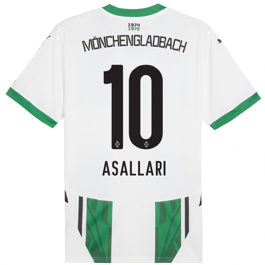 Kids Football Kushtrim Asallari #10 White Green Home Jersey 2024/25 T-Shirt Uk