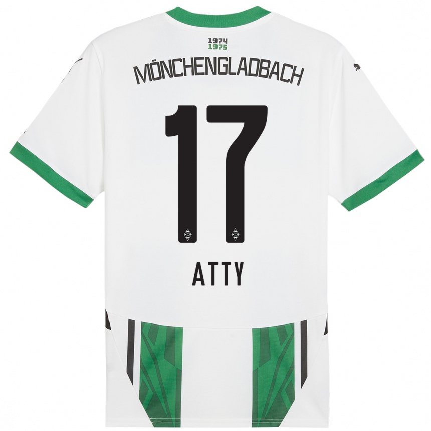 Kids Football Yassir Atty #17 White Green Home Jersey 2024/25 T-Shirt Uk