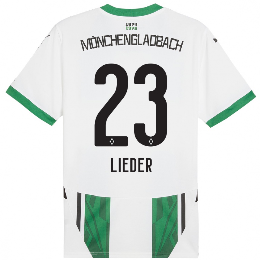 Kids Football Michel Lieder #23 White Green Home Jersey 2024/25 T-Shirt Uk