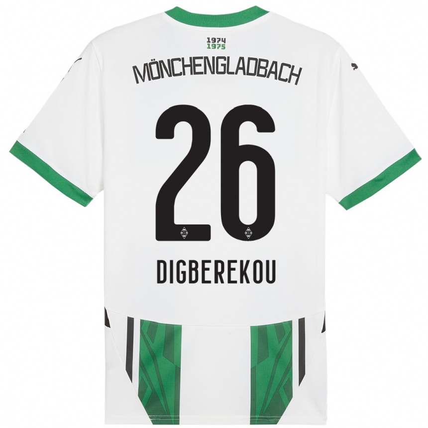 Kids Football Ibrahim Digberekou #26 White Green Home Jersey 2024/25 T-Shirt Uk