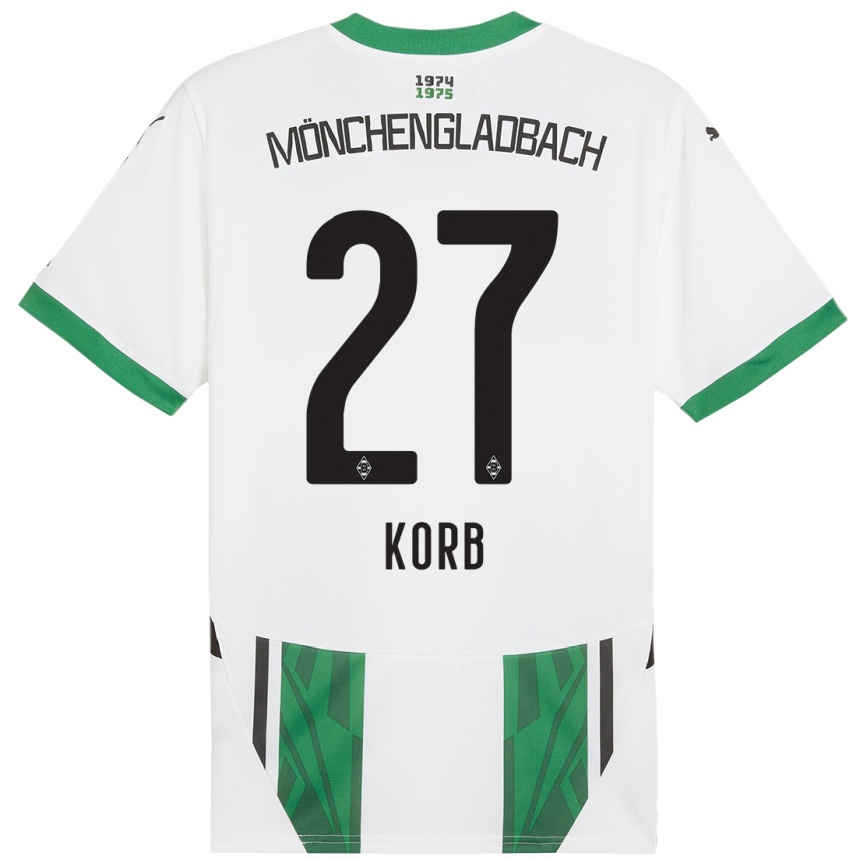 Kids Football Julian Korb #27 White Green Home Jersey 2024/25 T-Shirt Uk