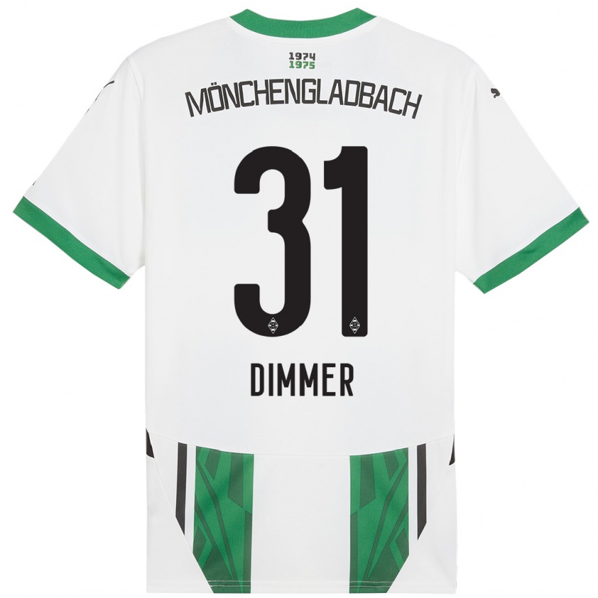 Kids Football Florian Dimmer #31 White Green Home Jersey 2024/25 T-Shirt Uk