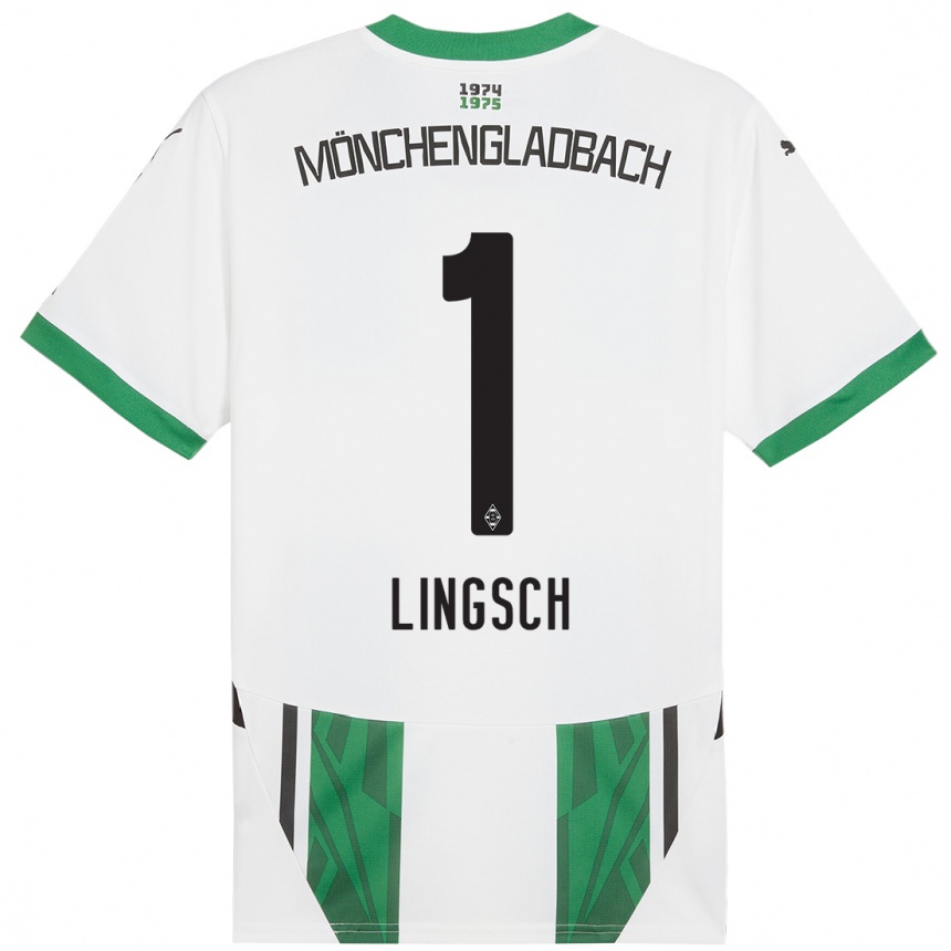 Kids Football Tina Lingsch #1 White Green Home Jersey 2024/25 T-Shirt Uk