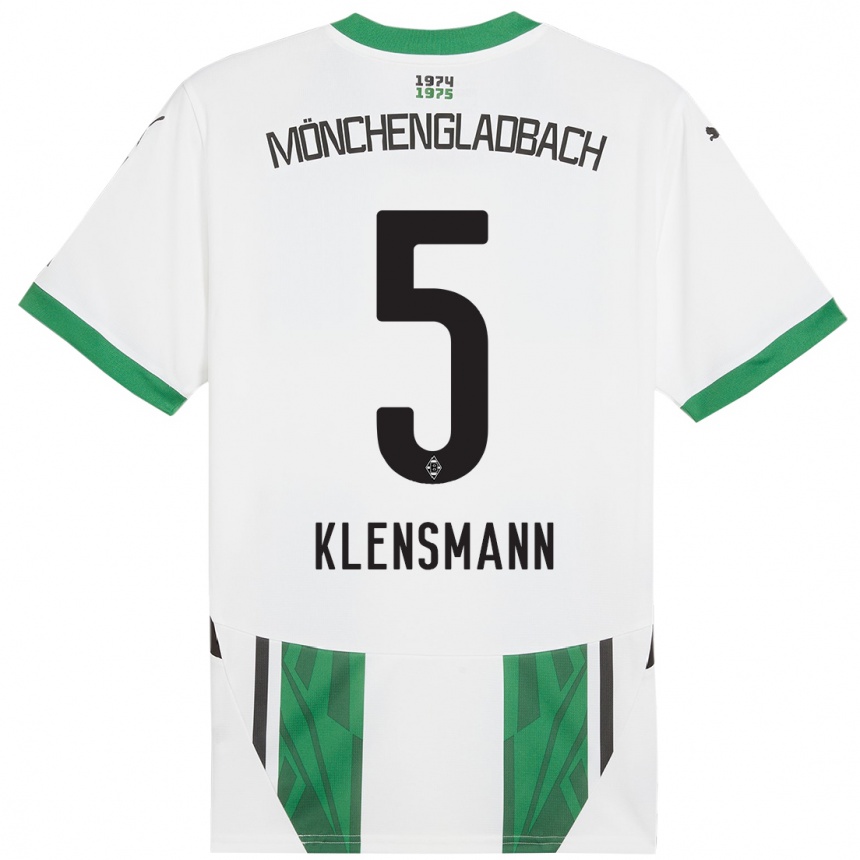 Kids Football Paula Klensmann #5 White Green Home Jersey 2024/25 T-Shirt Uk