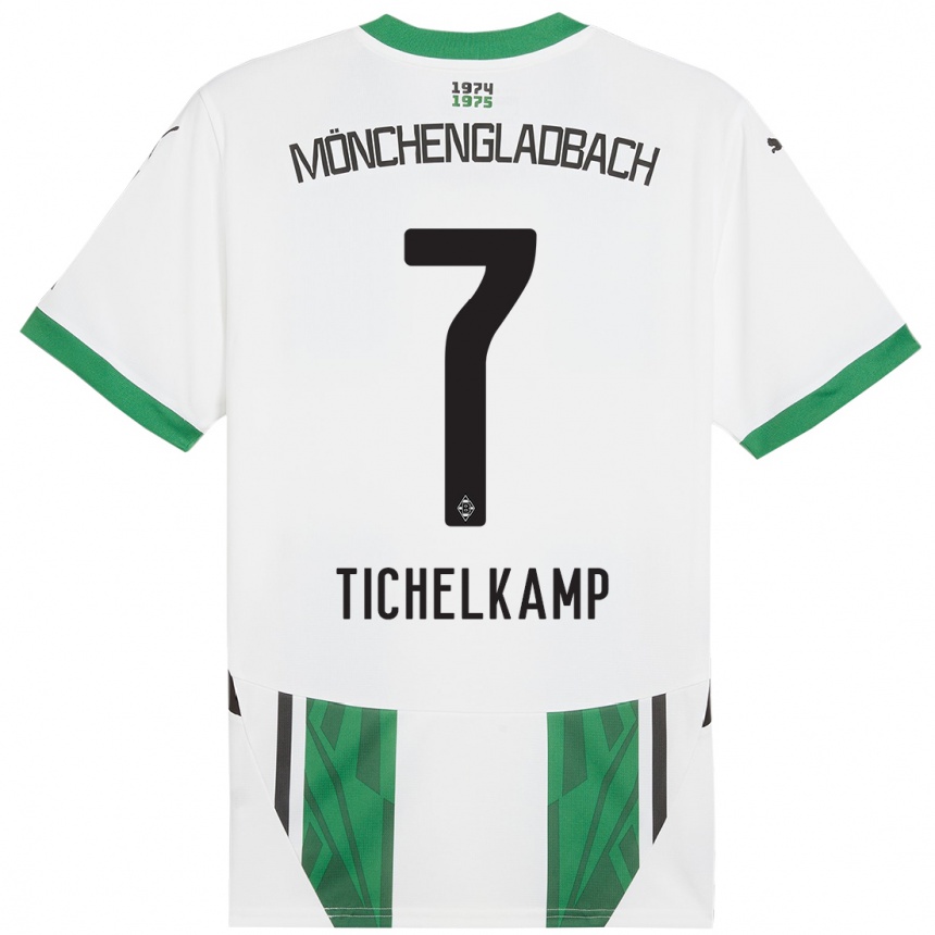 Kids Football Emily Tichelkamp #7 White Green Home Jersey 2024/25 T-Shirt Uk