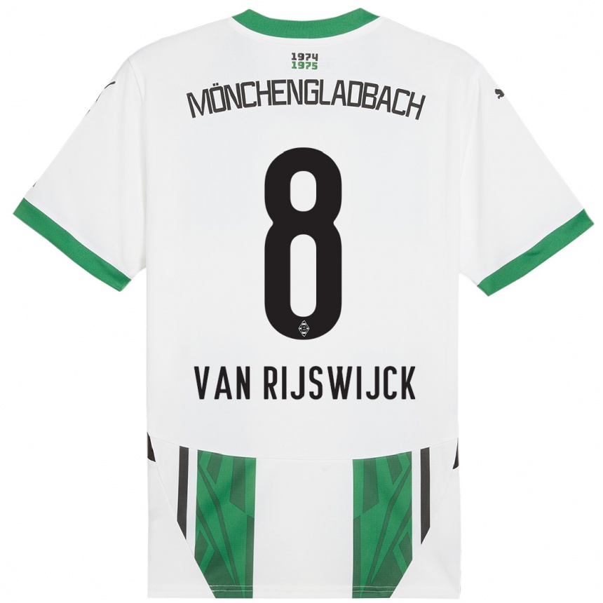 Kids Football Britt Van Rijswijck #8 White Green Home Jersey 2024/25 T-Shirt Uk