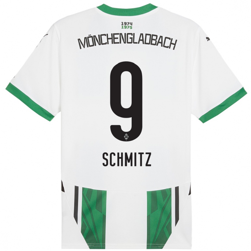 Kids Football Sarah Schmitz #9 White Green Home Jersey 2024/25 T-Shirt Uk