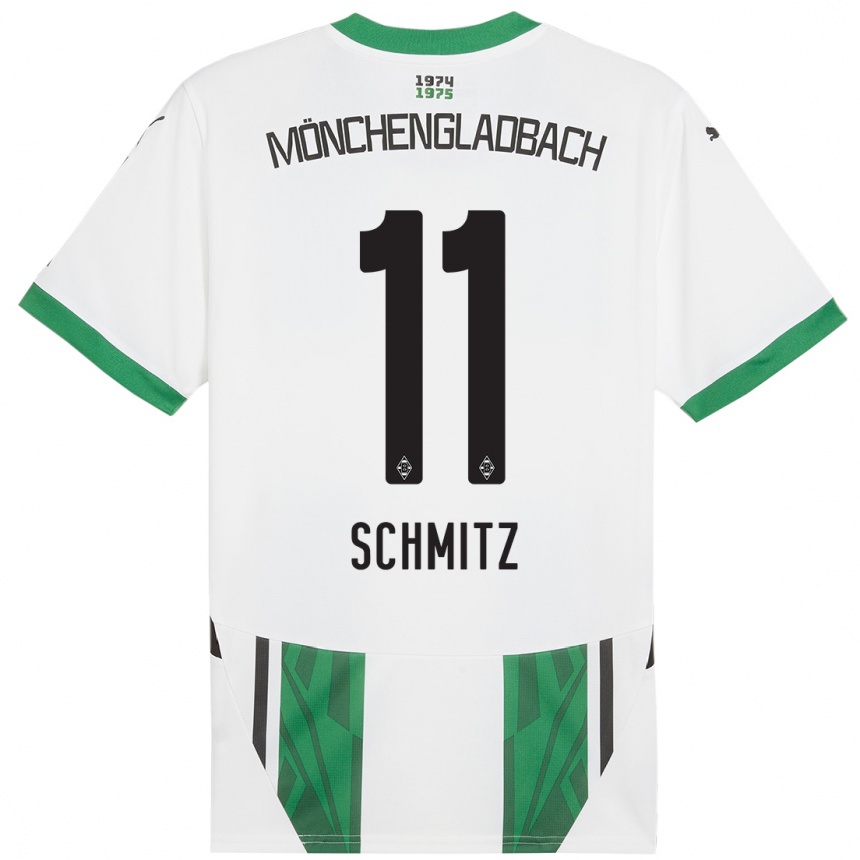 Kids Football Louisa Schmitz #11 White Green Home Jersey 2024/25 T-Shirt Uk