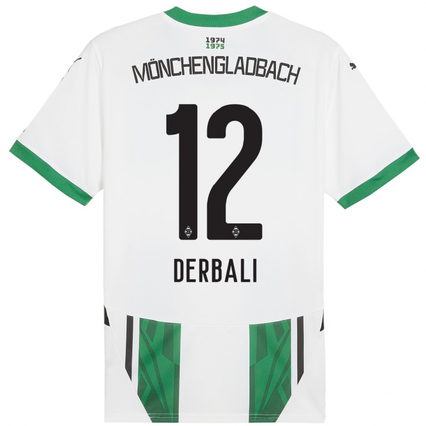 Kids Football Louisa Derbali #12 White Green Home Jersey 2024/25 T-Shirt Uk