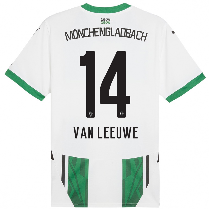 Kids Football Kyra Van Leeuwe #14 White Green Home Jersey 2024/25 T-Shirt Uk