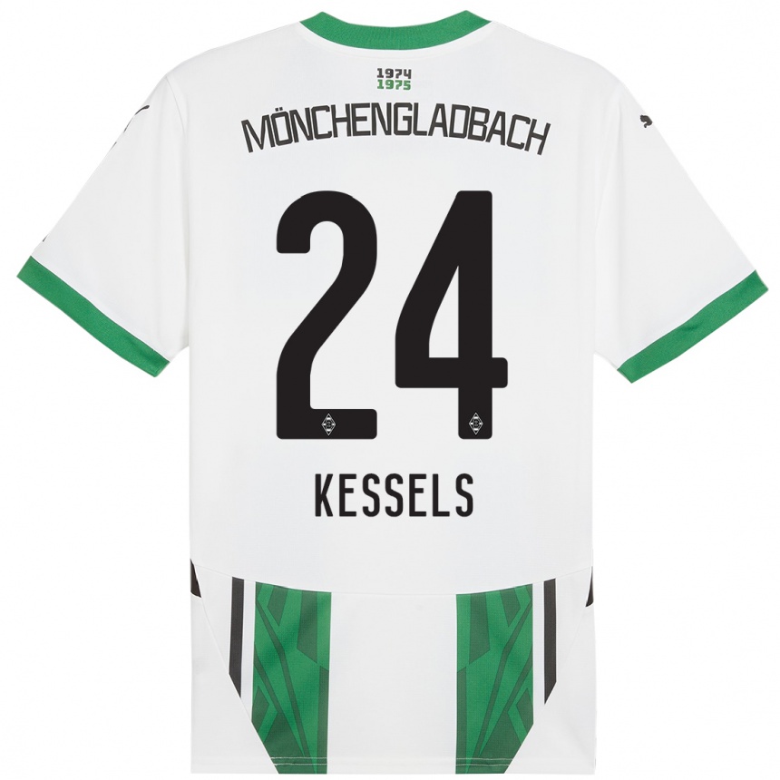 Kids Football Imke Kessels #24 White Green Home Jersey 2024/25 T-Shirt Uk