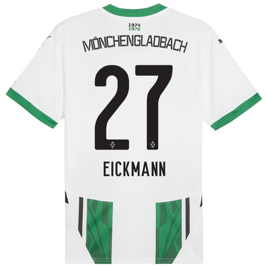 Kids Football Mia Eickmann #27 White Green Home Jersey 2024/25 T-Shirt Uk