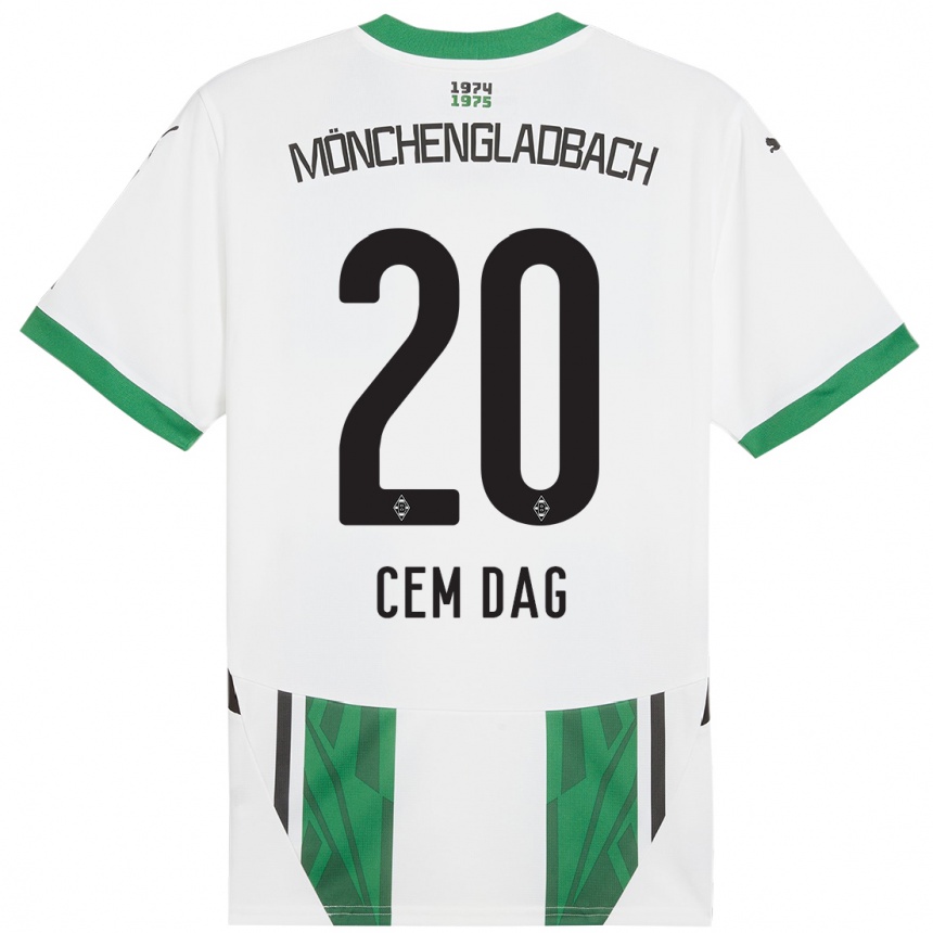 Kids Football Cem Dag #20 White Green Home Jersey 2024/25 T-Shirt Uk