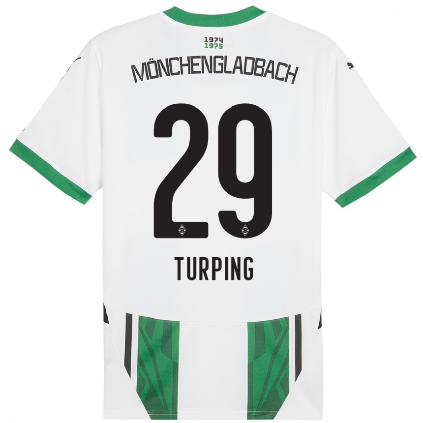 Kids Football Selim Turping #29 White Green Home Jersey 2024/25 T-Shirt Uk