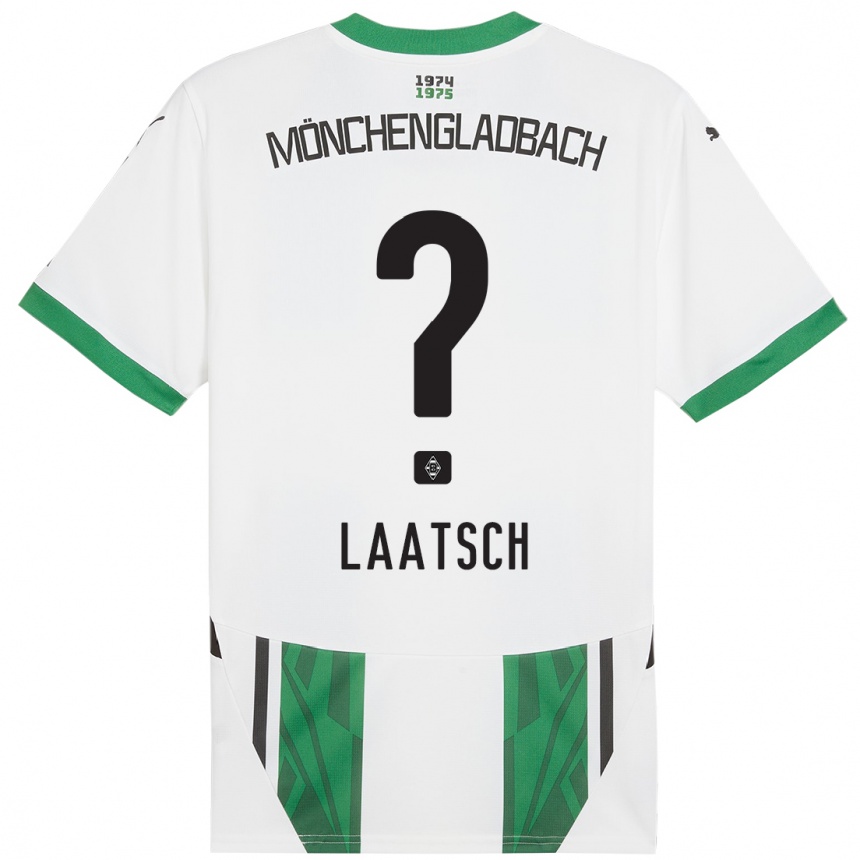 Kids Football Leonard Laatsch #0 White Green Home Jersey 2024/25 T-Shirt Uk