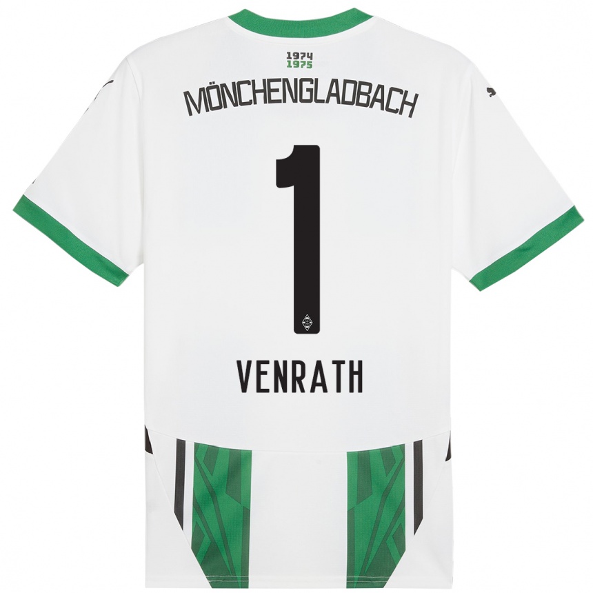 Kids Football Lisa Venrath #1 White Green Home Jersey 2024/25 T-Shirt Uk