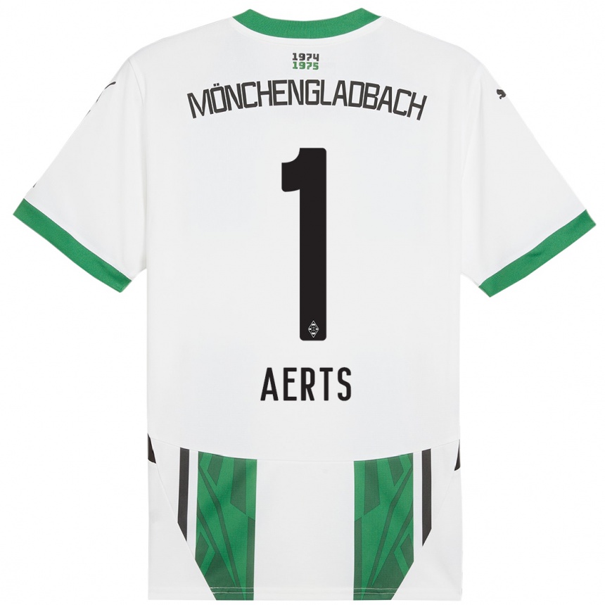 Kids Football Liv Aerts #1 White Green Home Jersey 2024/25 T-Shirt Uk