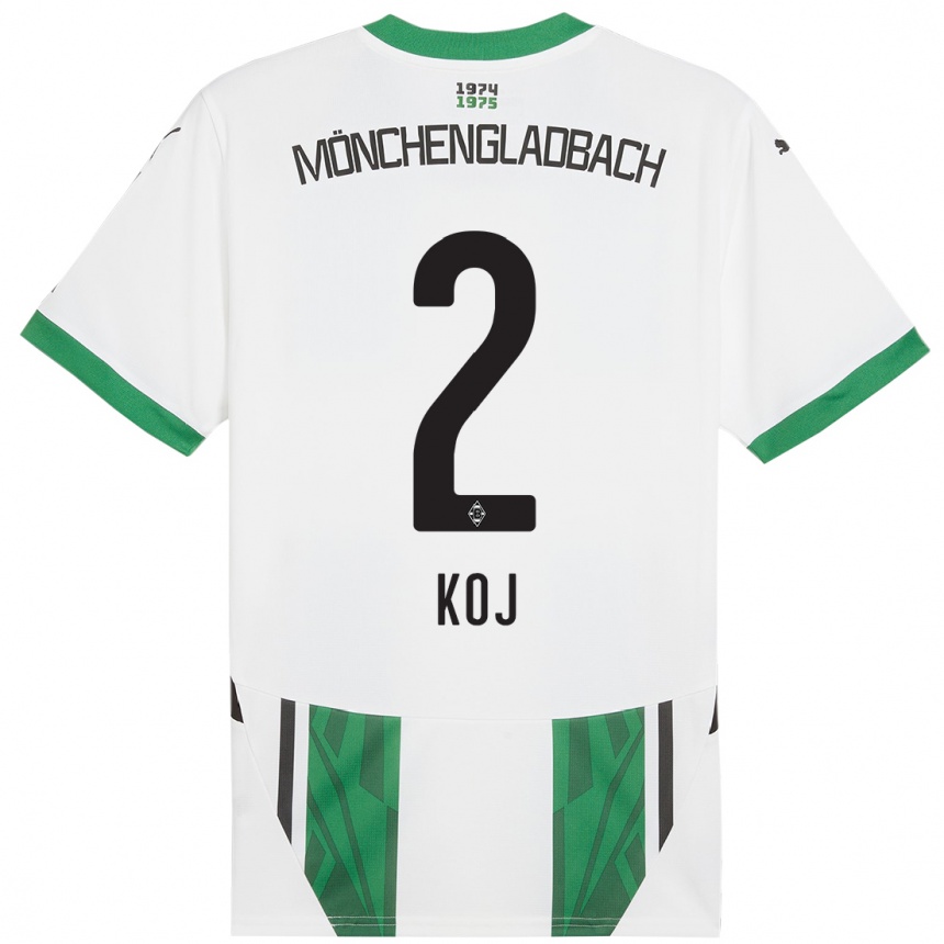 Kids Football Julia Koj #2 White Green Home Jersey 2024/25 T-Shirt Uk