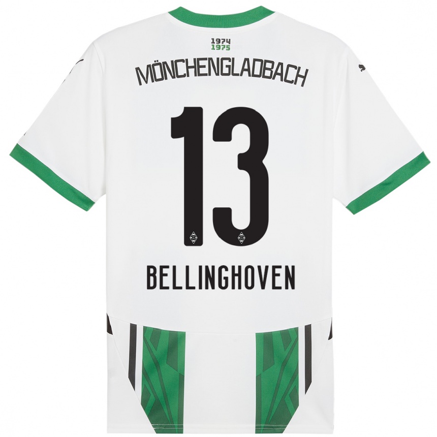 Kids Football Christina Bellinghoven #13 White Green Home Jersey 2024/25 T-Shirt Uk