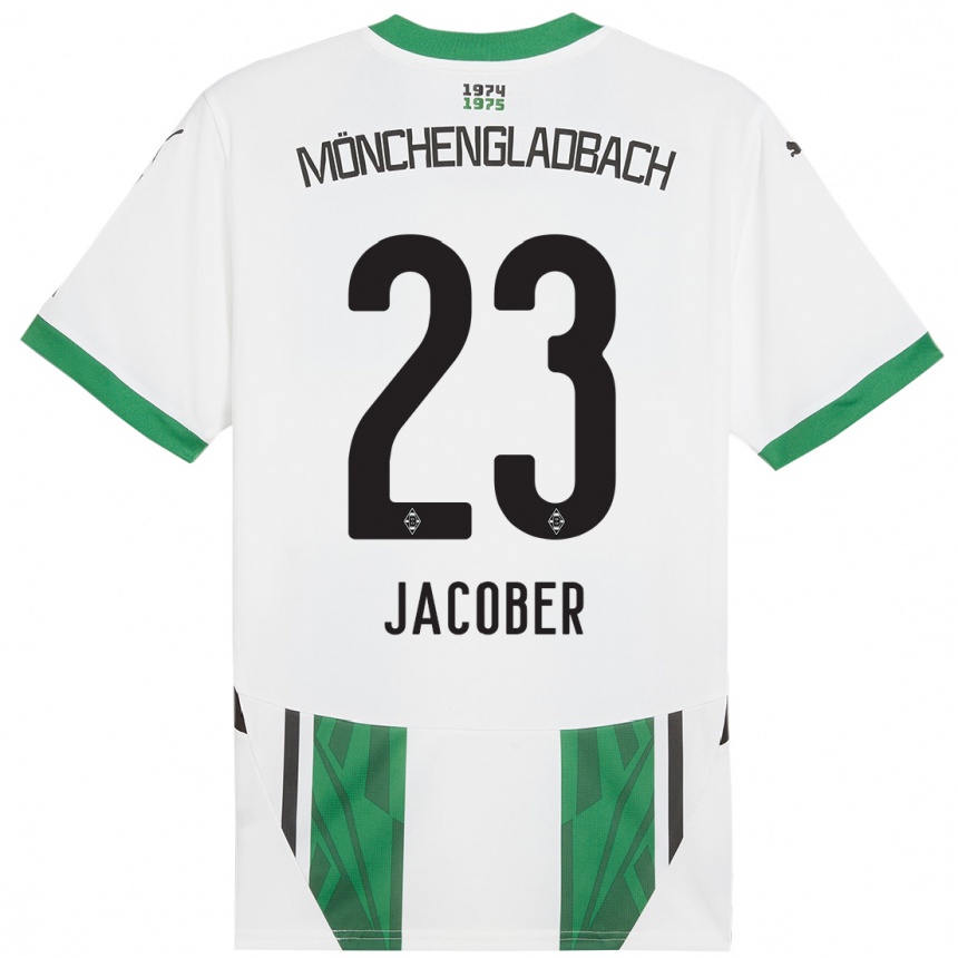 Kids Football Magdalena Jacober #23 White Green Home Jersey 2024/25 T-Shirt Uk