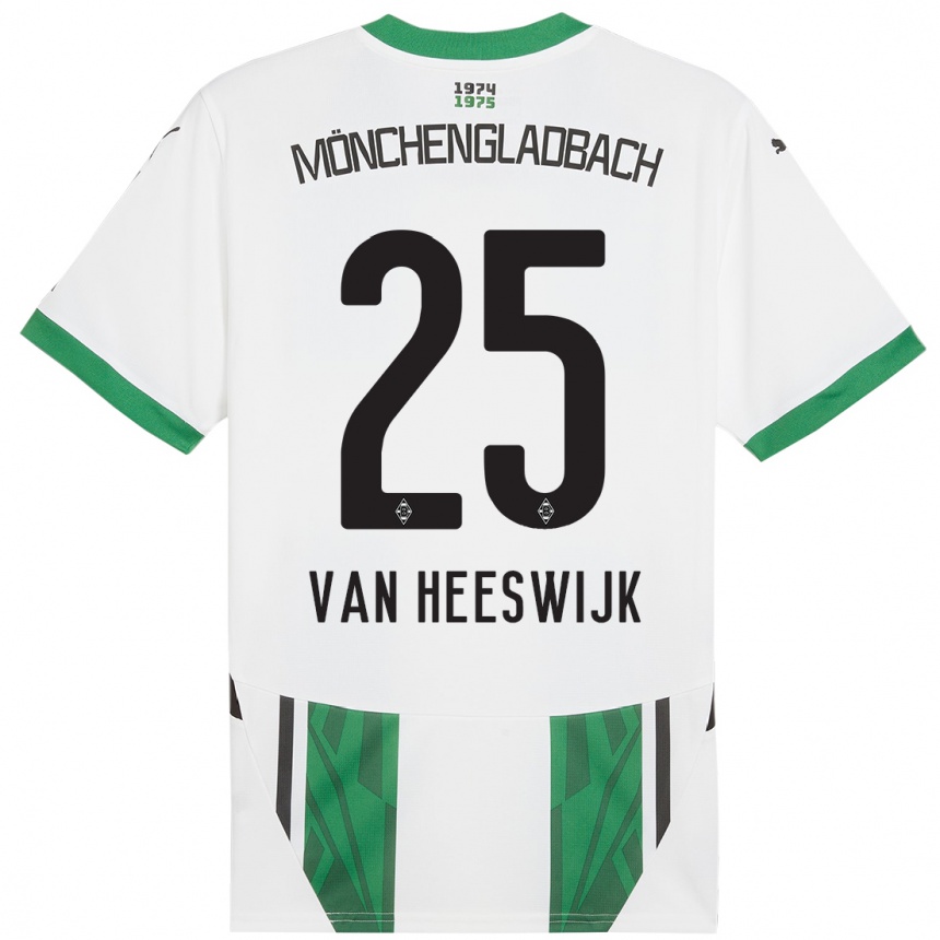 Kids Football Amber Van Heeswijk #25 White Green Home Jersey 2024/25 T-Shirt Uk