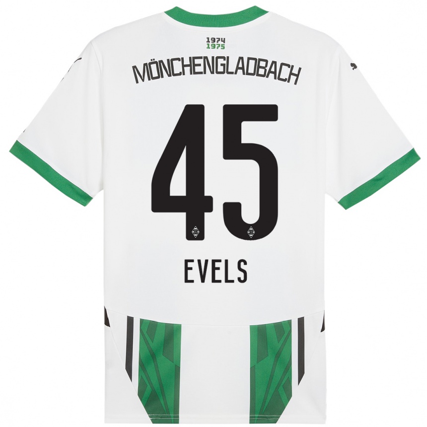 Kids Football Emily Evels #45 White Green Home Jersey 2024/25 T-Shirt Uk