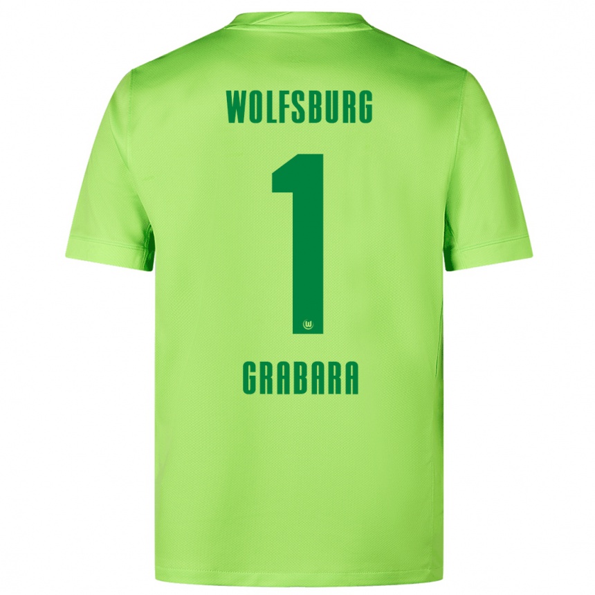 Kids Football Kamil Grabara #1 Fluorescent Green Home Jersey 2024/25 T-Shirt Uk