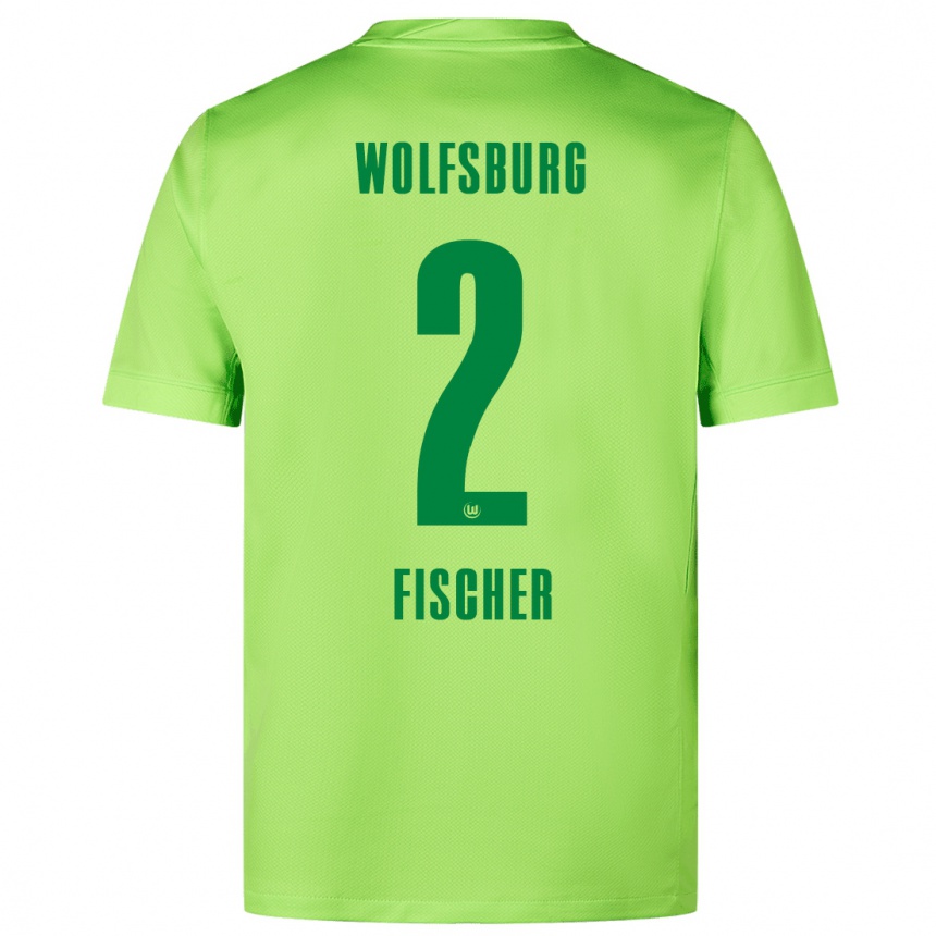 Kids Football Kilian Fischer #2 Fluorescent Green Home Jersey 2024/25 T-Shirt Uk