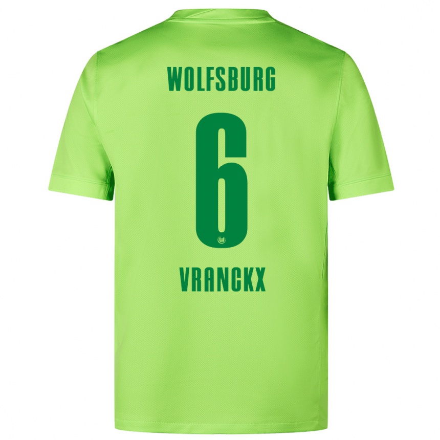 Kids Football Aster Vranckx #6 Fluorescent Green Home Jersey 2024/25 T-Shirt Uk