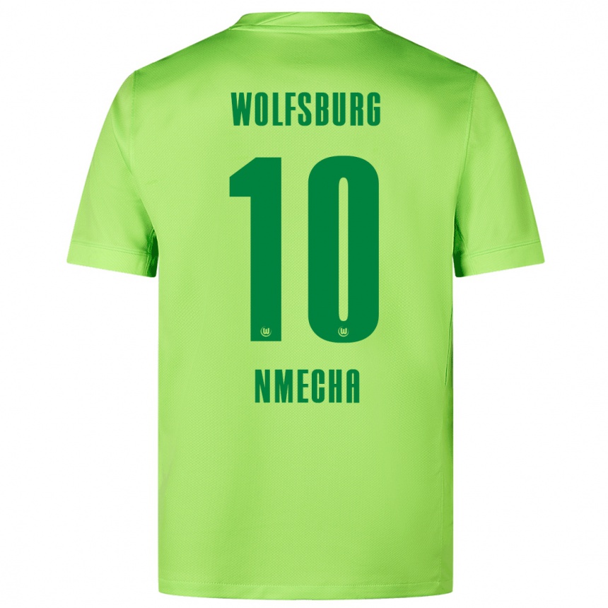 Kids Football Lukas Nmecha #10 Fluorescent Green Home Jersey 2024/25 T-Shirt Uk