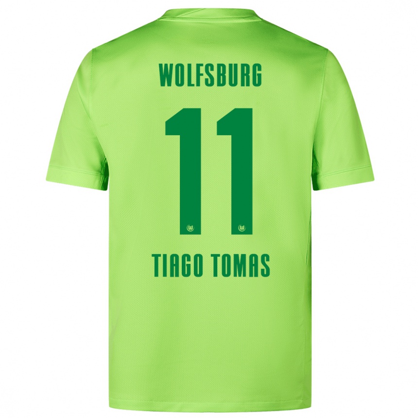 Kids Football Tiago Tomás #11 Fluorescent Green Home Jersey 2024/25 T-Shirt Uk