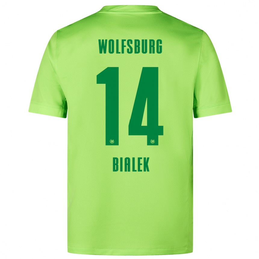 Kids Football Bartosz Bialek #14 Fluorescent Green Home Jersey 2024/25 T-Shirt Uk