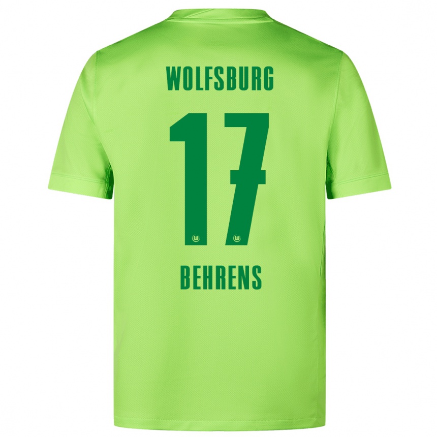 Kids Football Kevin Behrens #17 Fluorescent Green Home Jersey 2024/25 T-Shirt Uk